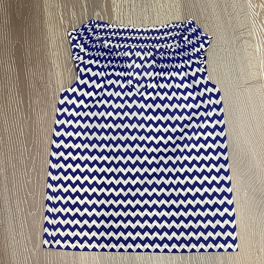 Kate Spade Blue and White Chevron Blouse